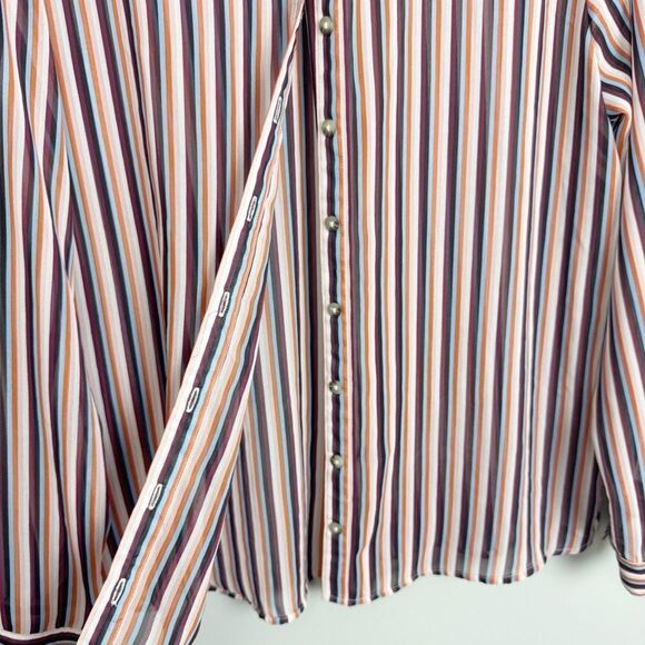 WILD FABLE | Vertical Stripe Semi Sheer Long Sleeve Button Top Women’s Size XXL - Picture 4 of 11